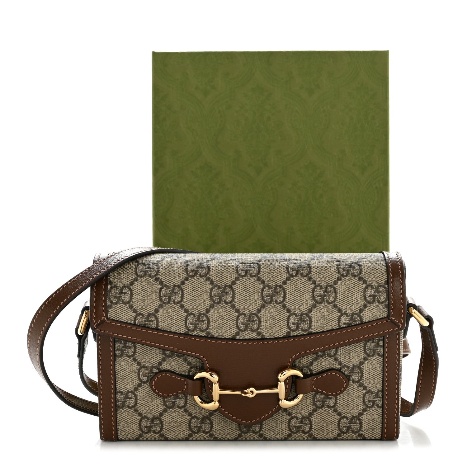 Gucci GG Supreme Monogram Mini Horsebit 1955 Shoulder Bag Beige Brown Sugar 12 of 12