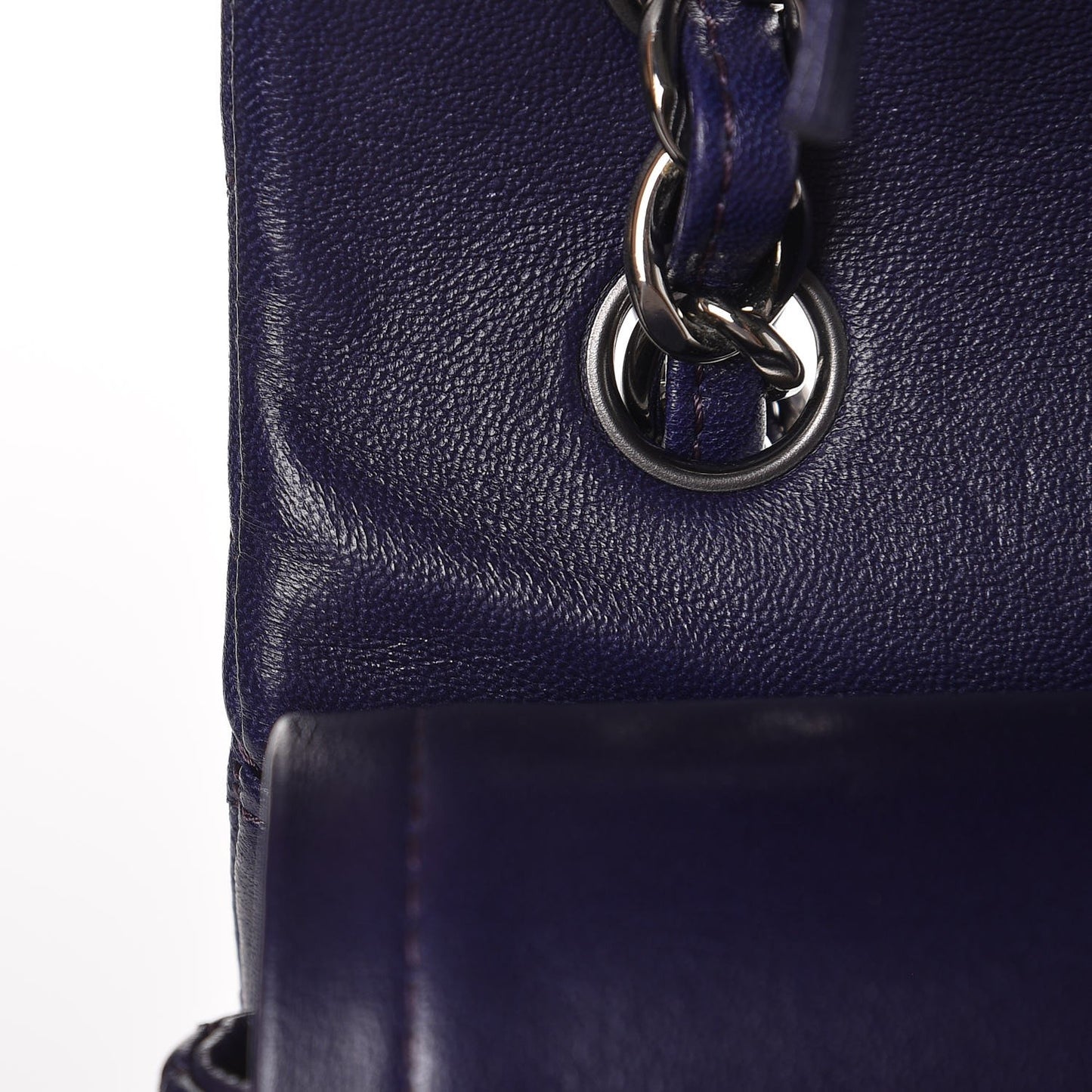Lambskin Quilted Jumbo Double Flap Dark Purple