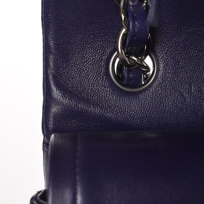 Chanel Lambskin Quilted Jumbo Double Flap Dark Purple 10 of 13