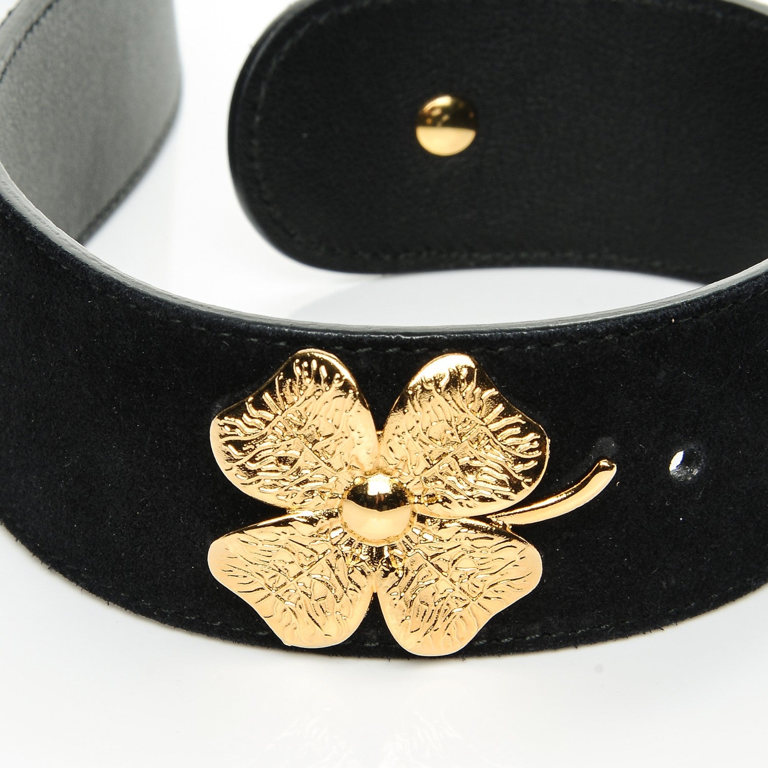 Gucci Suede Calfskin Marmont Clover Belt 90 36 Black 4 of 8