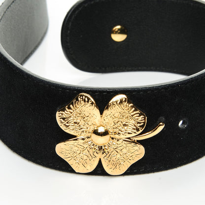 Gucci Suede Calfskin Marmont Clover Belt 90 36 Black 4 of 8