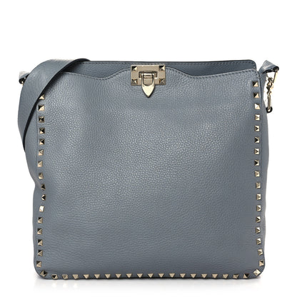 Valentino Garavani Pebbled Calfskin Large Rockstud Flip-Lock Messenger Bag Light Stone 1 of 8