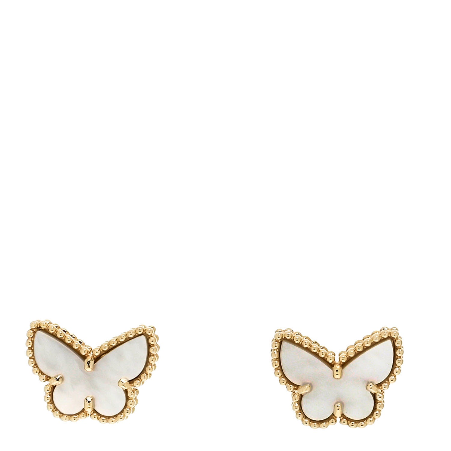 Van Cleef & Arpels 18K Yellow Gold Mother of Pearl Sweet Alhambra Butterfly Earrings 1 of 5