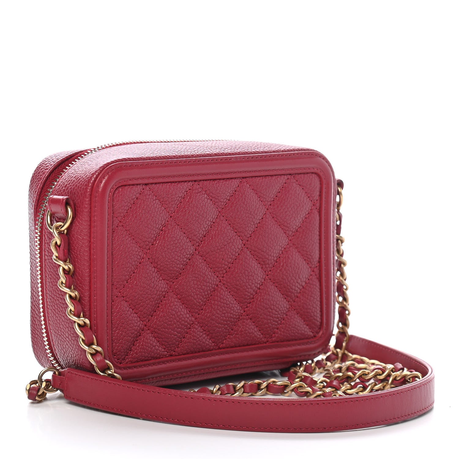 Chanel Caviar Quilted Filigree Vanity Clutch With Chain Dark Pink 2 of 9