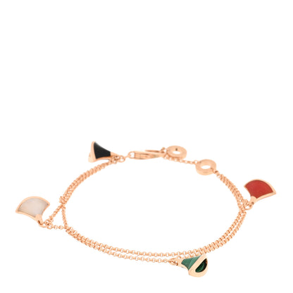 Bulgari 18K Rose Gold Mother of Pearl Malachite Black Onyx Carnelian Divas' Dream Bracelet 1 of 3