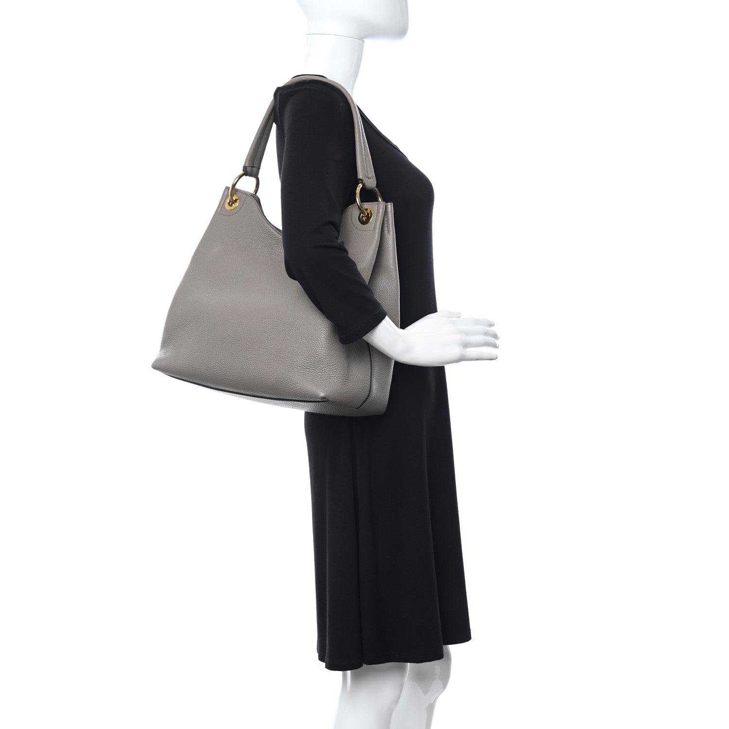 Prada Vitello Phenix Logo Hobo Taupe 2 of 14
