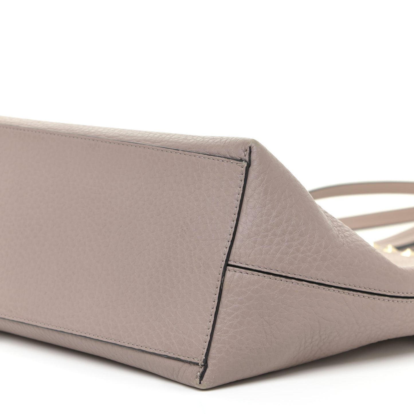 Grained Calfskin Rockstud Shoulder Tote Poudre