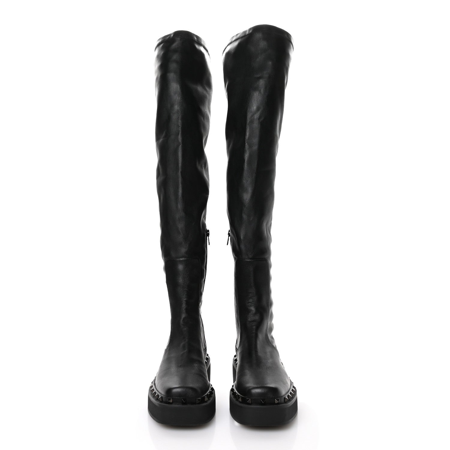 Valentino Garavani Calfskin Rockstud M-Way Over The Knee Boots 40