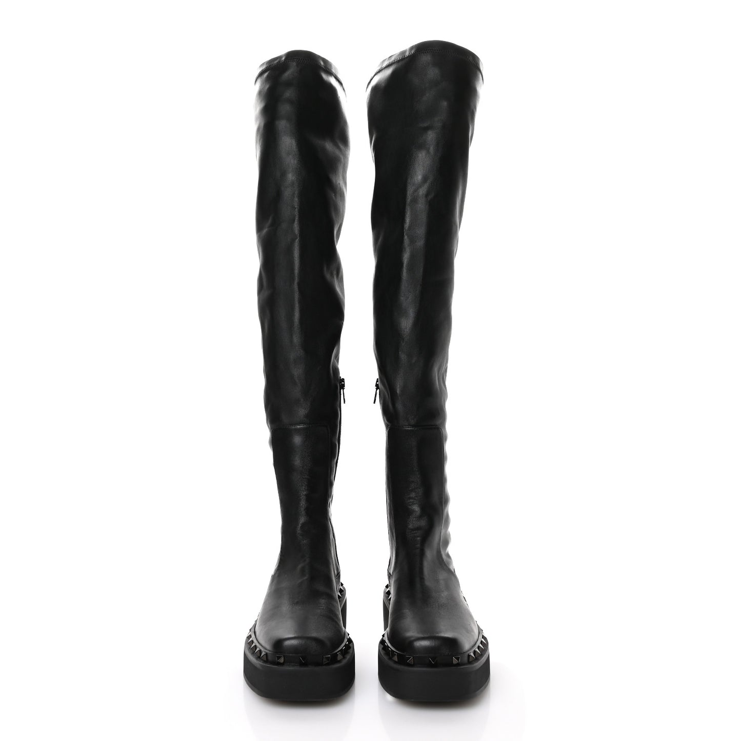 Calfskin Rockstud M-Way Over The Knee Boots 40 Black