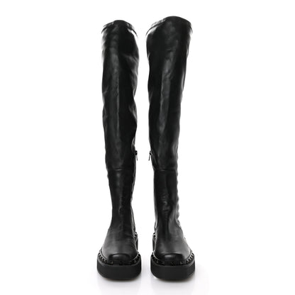 Valentino Garavani Calfskin Rockstud M-Way Over The Knee Boots 40 Black 3 of 7