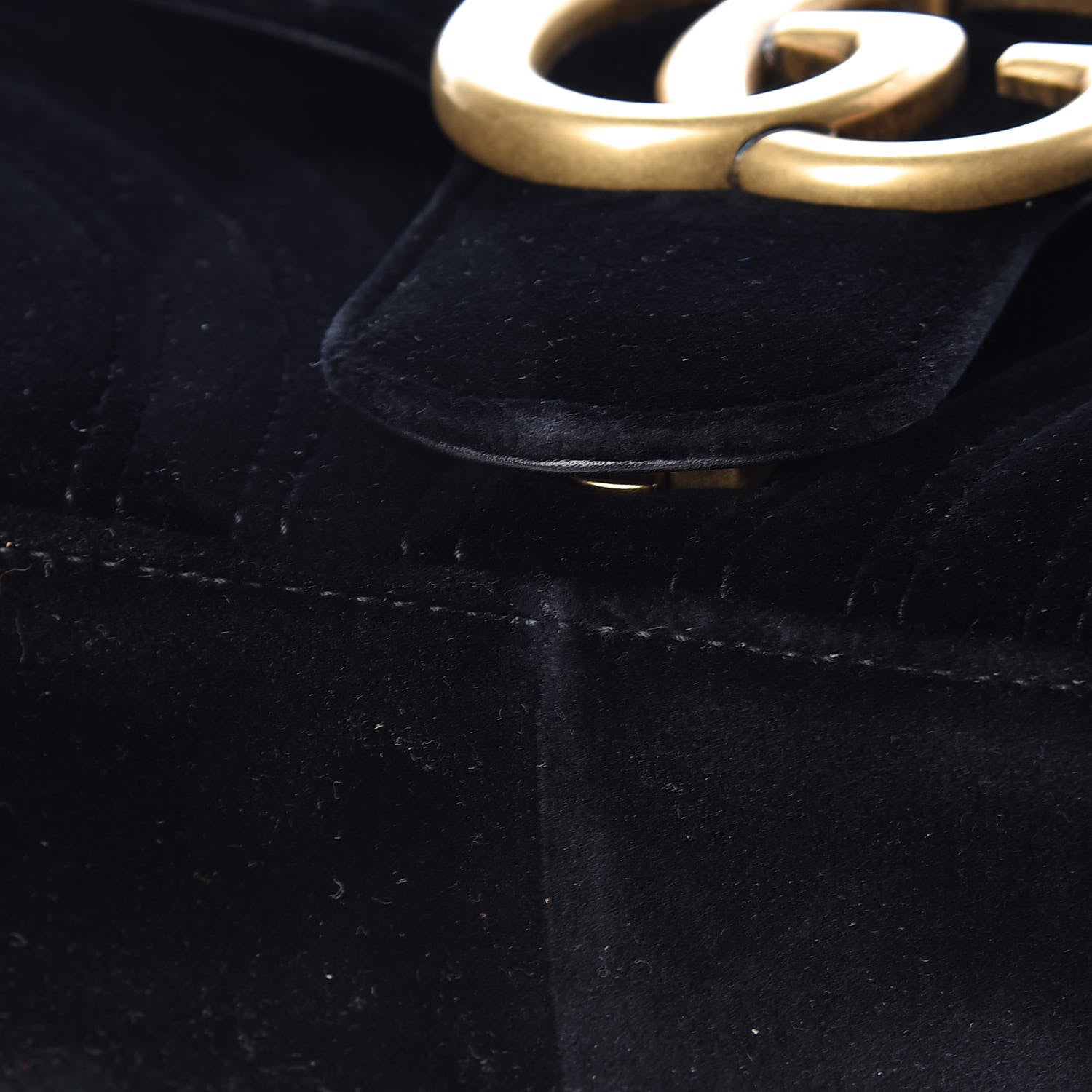 Gucci Velvet Matelasse Medium GG Marmont Shoulder Bag Black 10 of 11