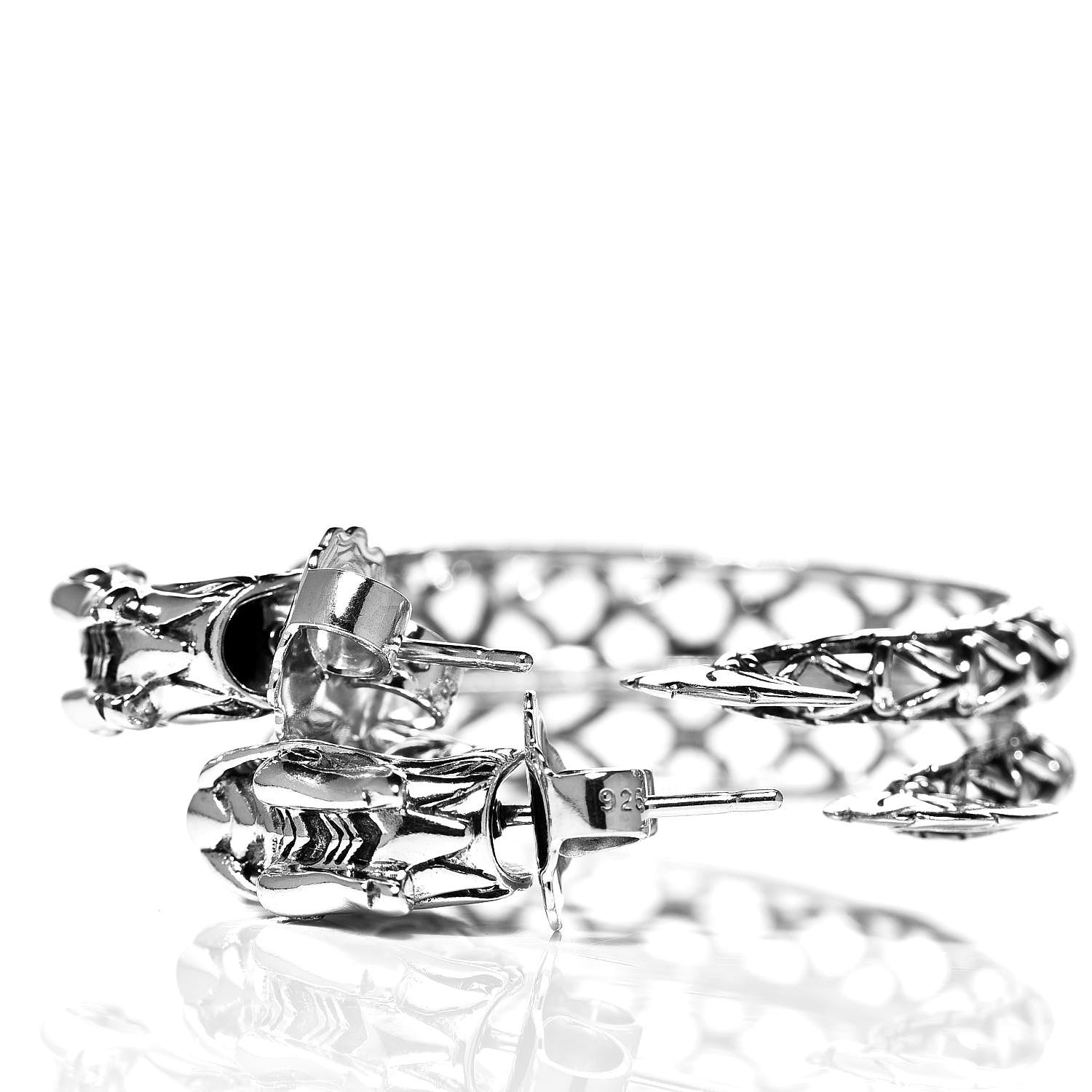 John Hardy Sterling Silver Naga Dragon Hoop Earrings 3 of 4
