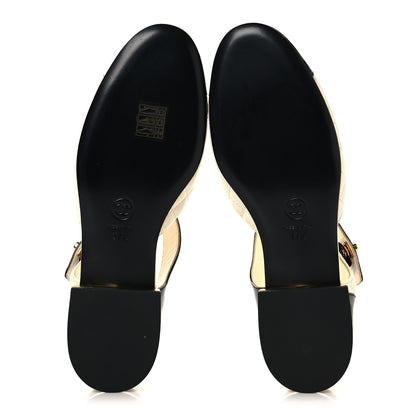 Chanel Patent Lambskin Quilted Cap Toe Ballerina Flats 37.5 Ivory Black 6 of 9