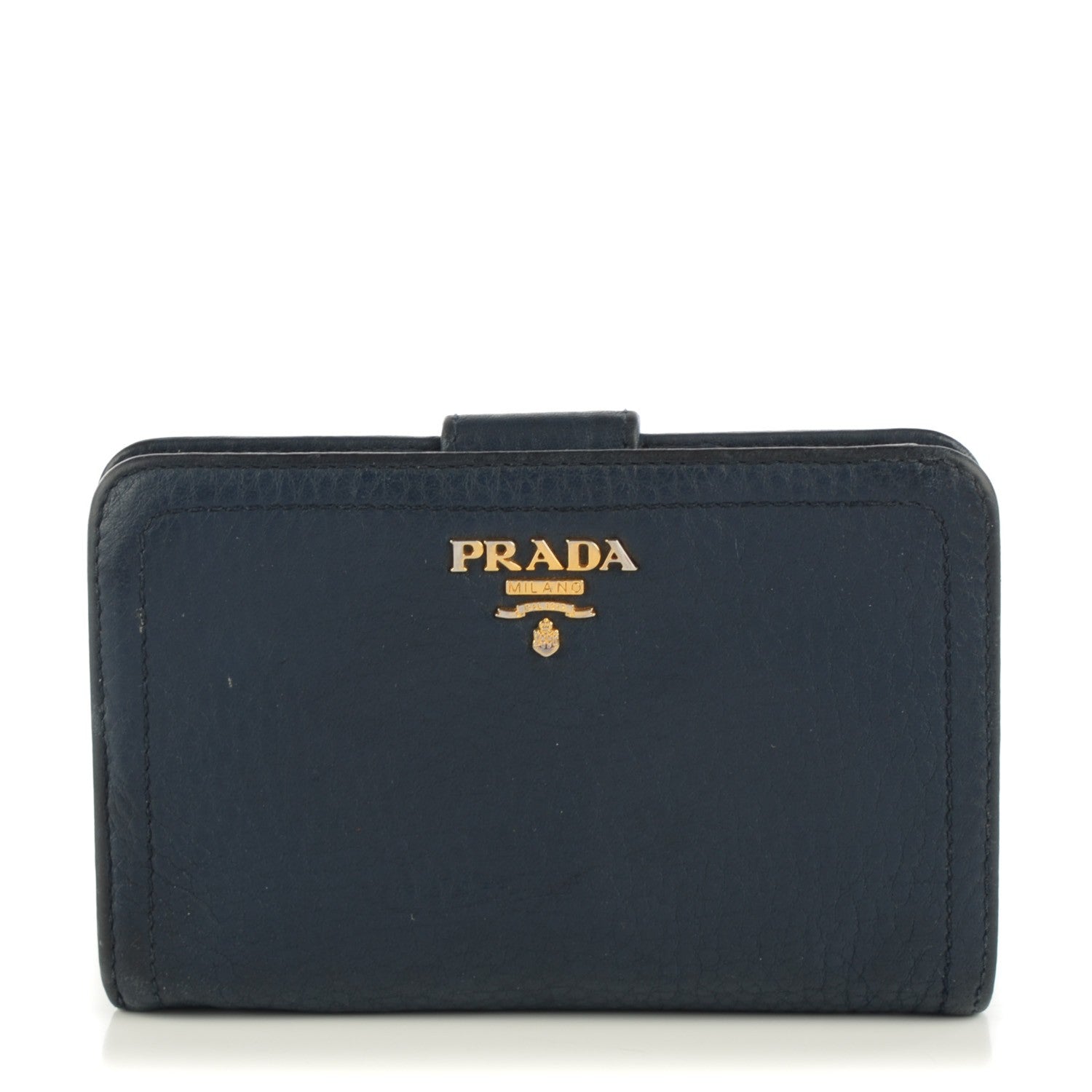 Prada Vitello Daino Compact Wallet Baltico 1 of 7