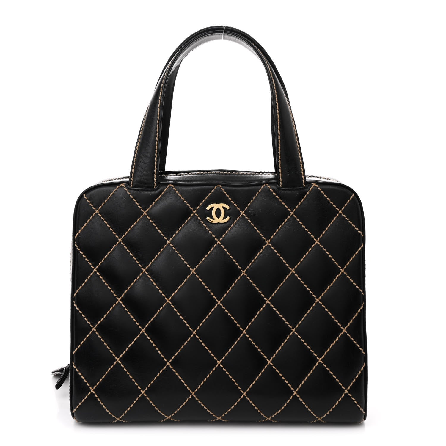 Chanel Calfskin Wild Stitch Vertical Top Handle Bag Black 1 of 15
