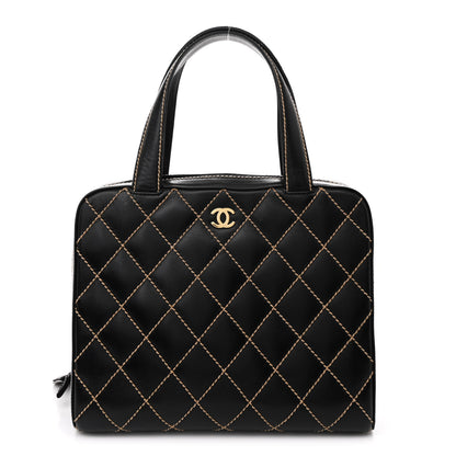 Chanel Calfskin Wild Stitch Vertical Top Handle Bag Black 1 of 15