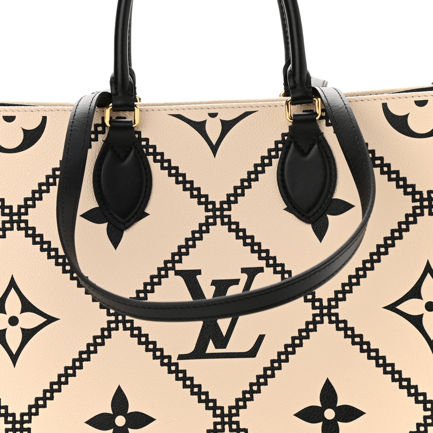 Empreinte Monogram Giant Broderies Onthego MM Cream Black