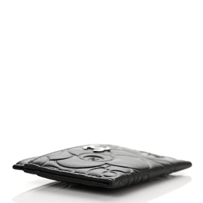 Chanel Lambskin Camellia Embossed Card Holder Black 4 of 10