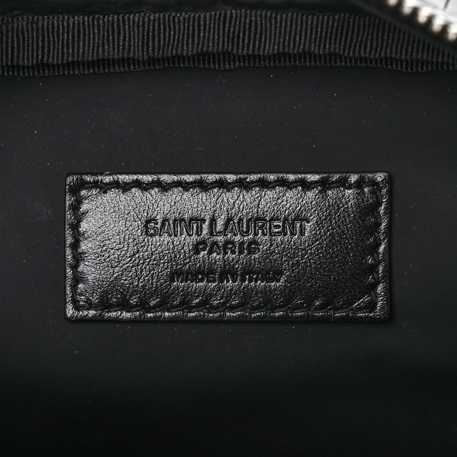 Saint Laurent Calfskin Crocodile Embossed Cosmetic Case Black 6 of 7
