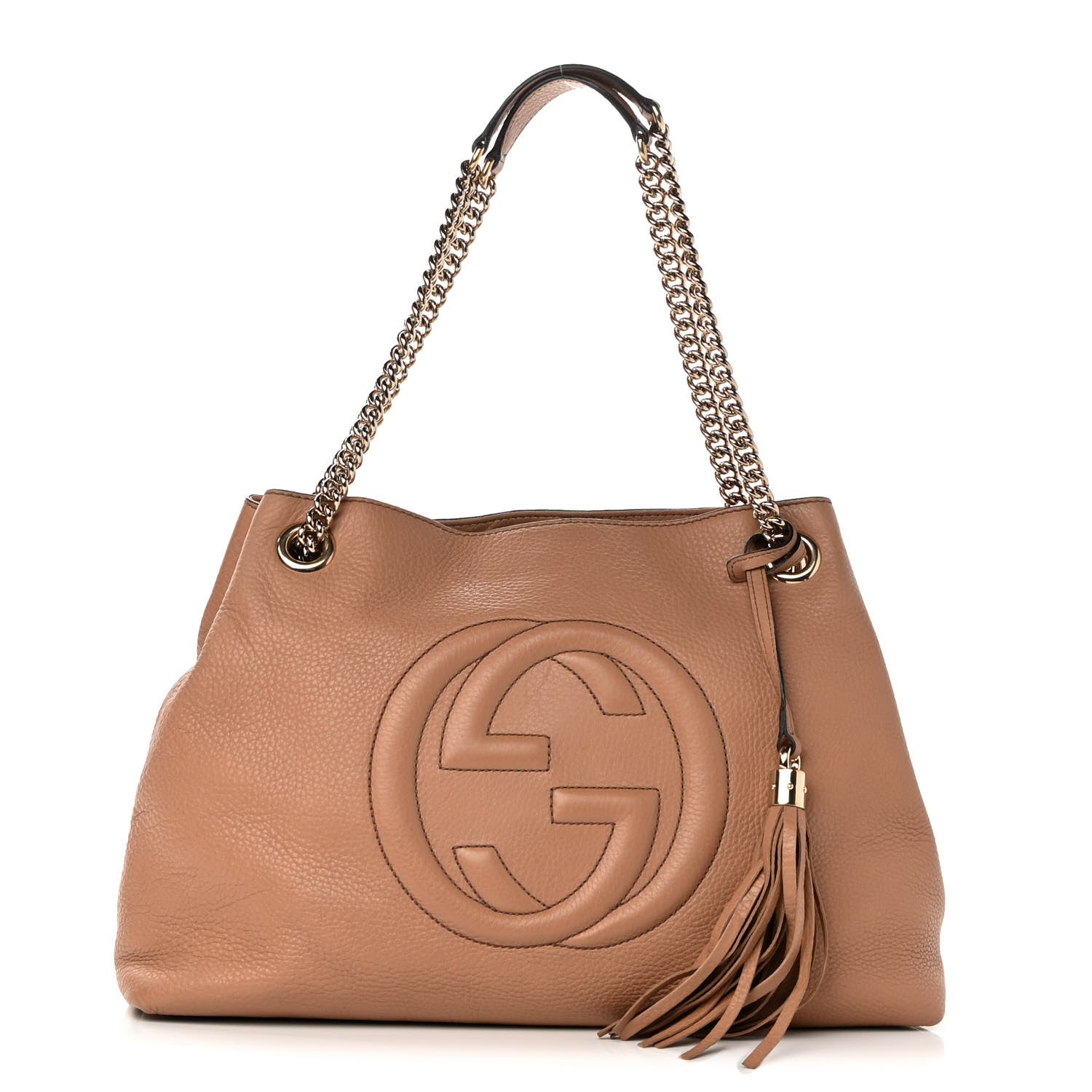 Gucci Pebbled Calfskin Medium Soho Chain Shoulder Bag Camelia 1 of 10