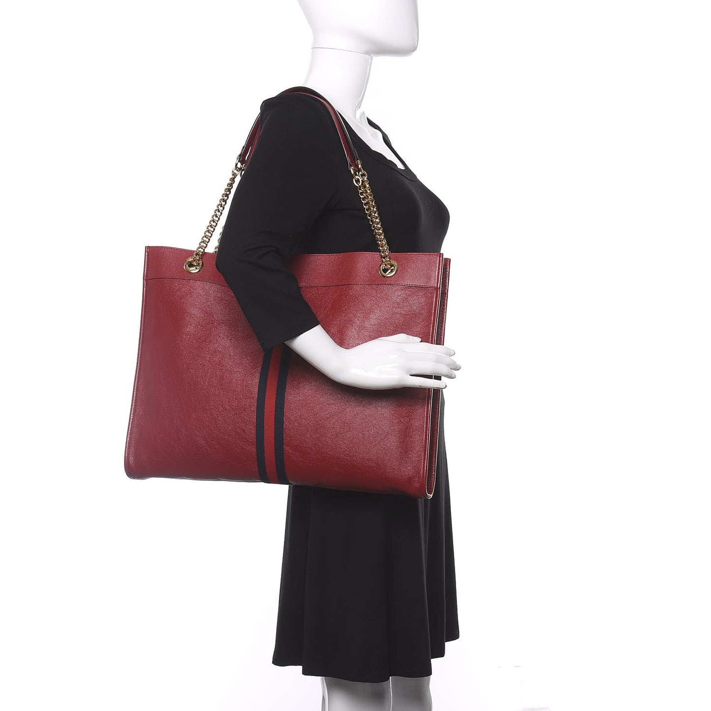 Calfskin Large Rajah Chain Tote Romantic Cherry