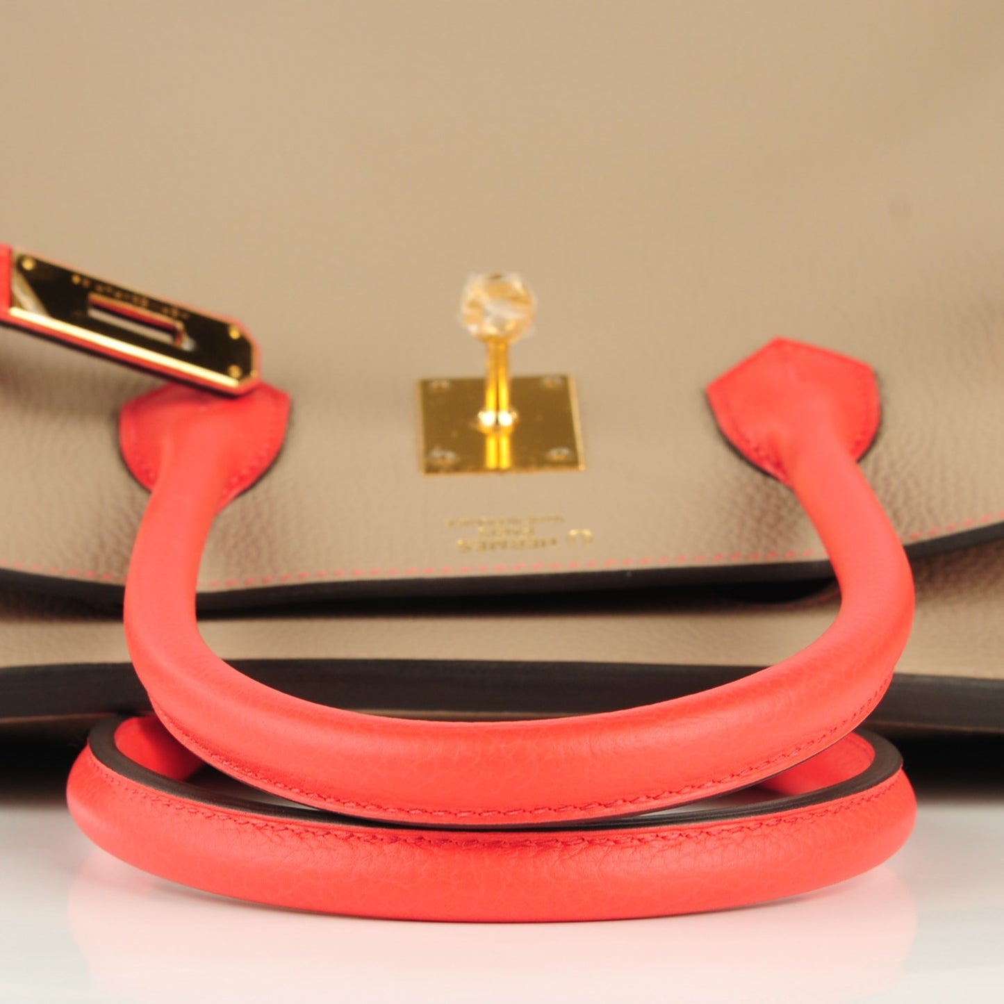 Togo Bi Color Horseshoe Birkin 35 Rouge Pivoine Gris Tourterelle
