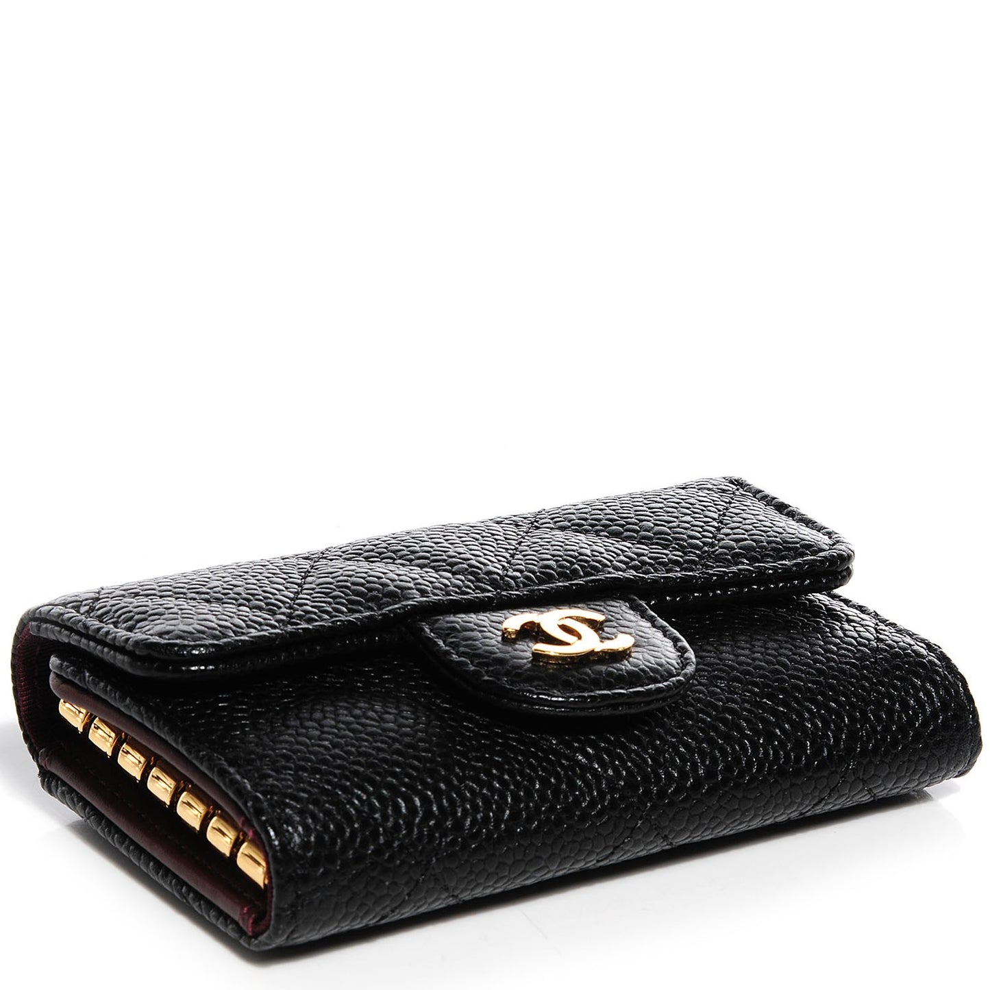 Caviar Quilted 6 Key Holder Black