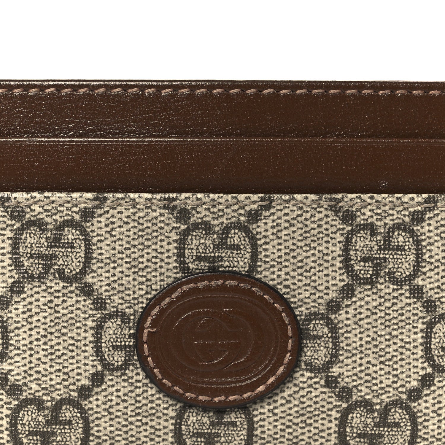 Gucci GG Supreme Monogram Azalea Calfskin Retro Interlocking G Card Holder Beige Ebony Brown Sugar 7 of 7
