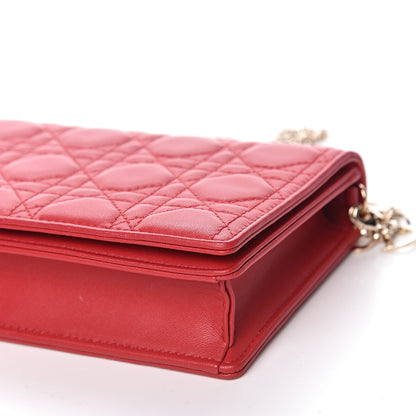 Christian Dior Lambskin Cannage Lady Dior Clutch Red 11 of 12