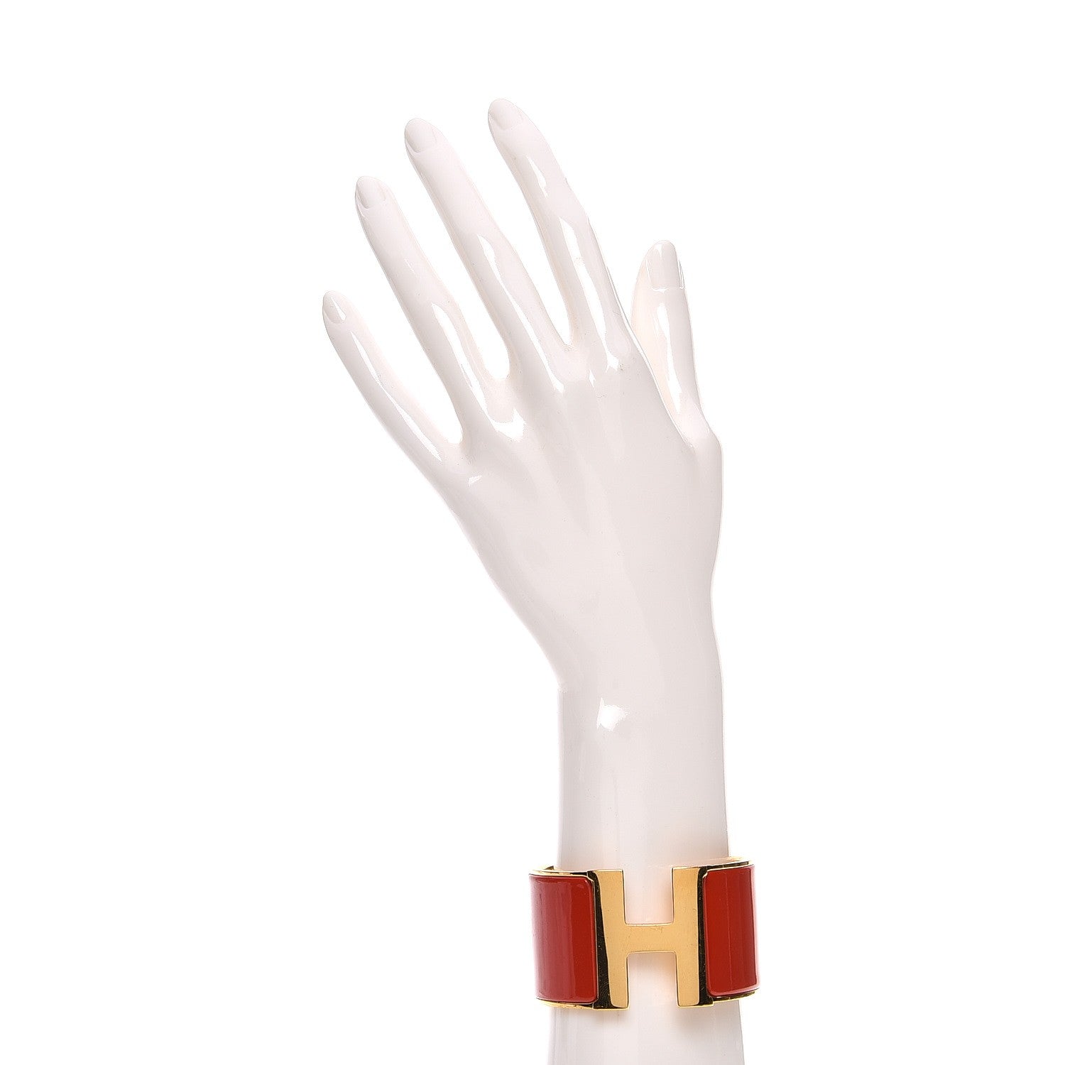 Hermes Enamel Clic Clac H Extra Wide Bracelet PM Capucine 2 of 6