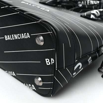 Balenciaga Calfskin Logo Print S Ville Top Handle Bag Black White 10 of 10
