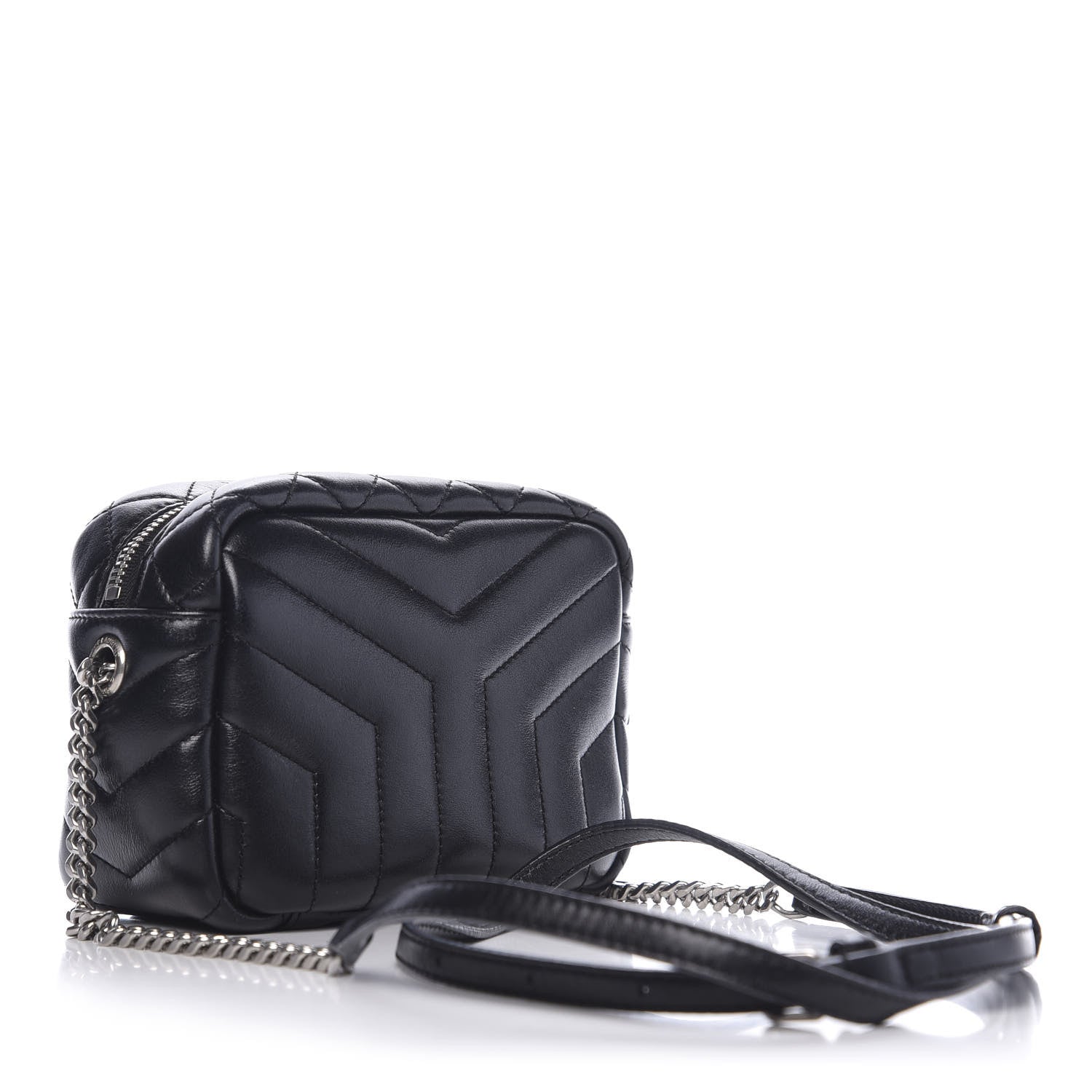 Saint Laurent Calfskin Y Quilted Monogram Mini Loulou Camera Bag Black 3 of 9
