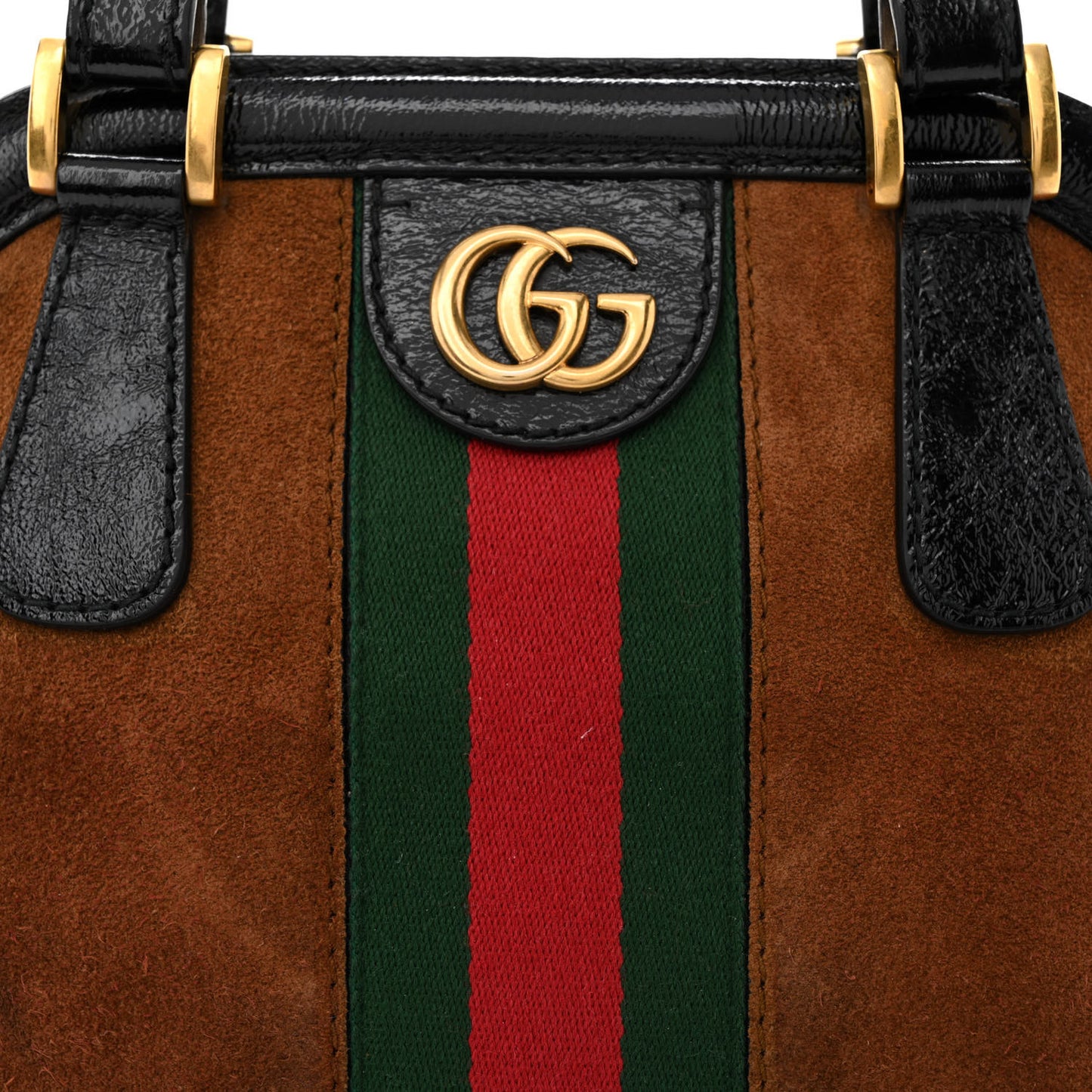 Suede Ophidia Medium Re(Belle) Top Handle Bag Nocciola Black