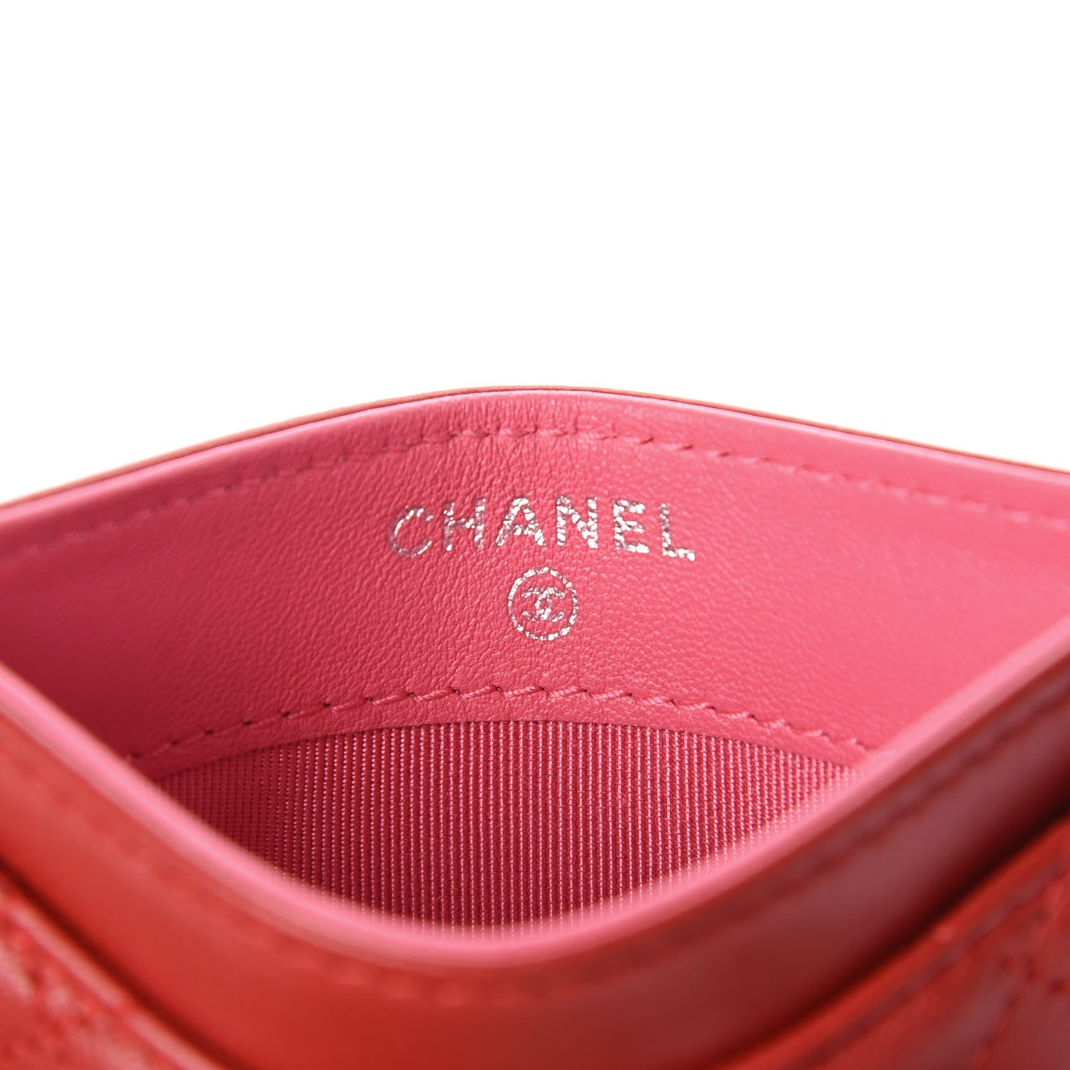 Chanel Lambskin Quilted Card Holder Red Pink 6 of 9
