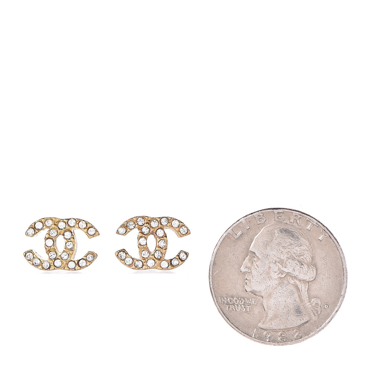 Chanel Crystal CC Earrings Gold 2 of 5