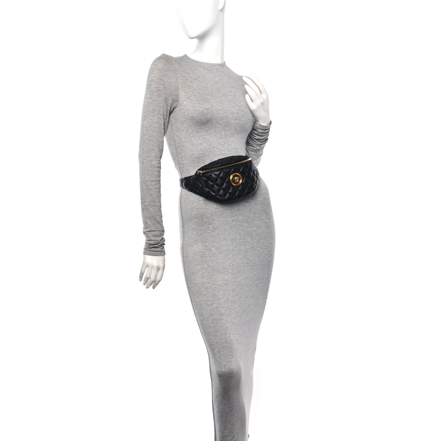 Nappa Quilted Medusa Belt Bag Black