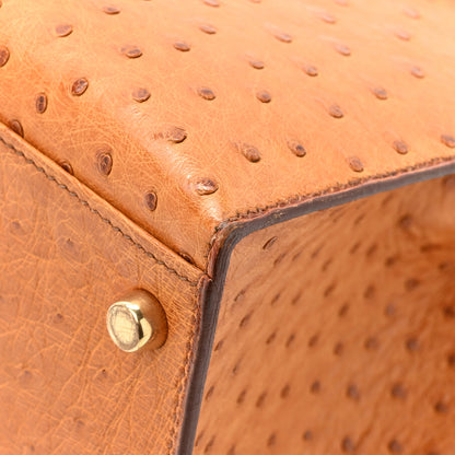 Hermes Ostrich Kelly Sellier 32 Gold 12 of 14