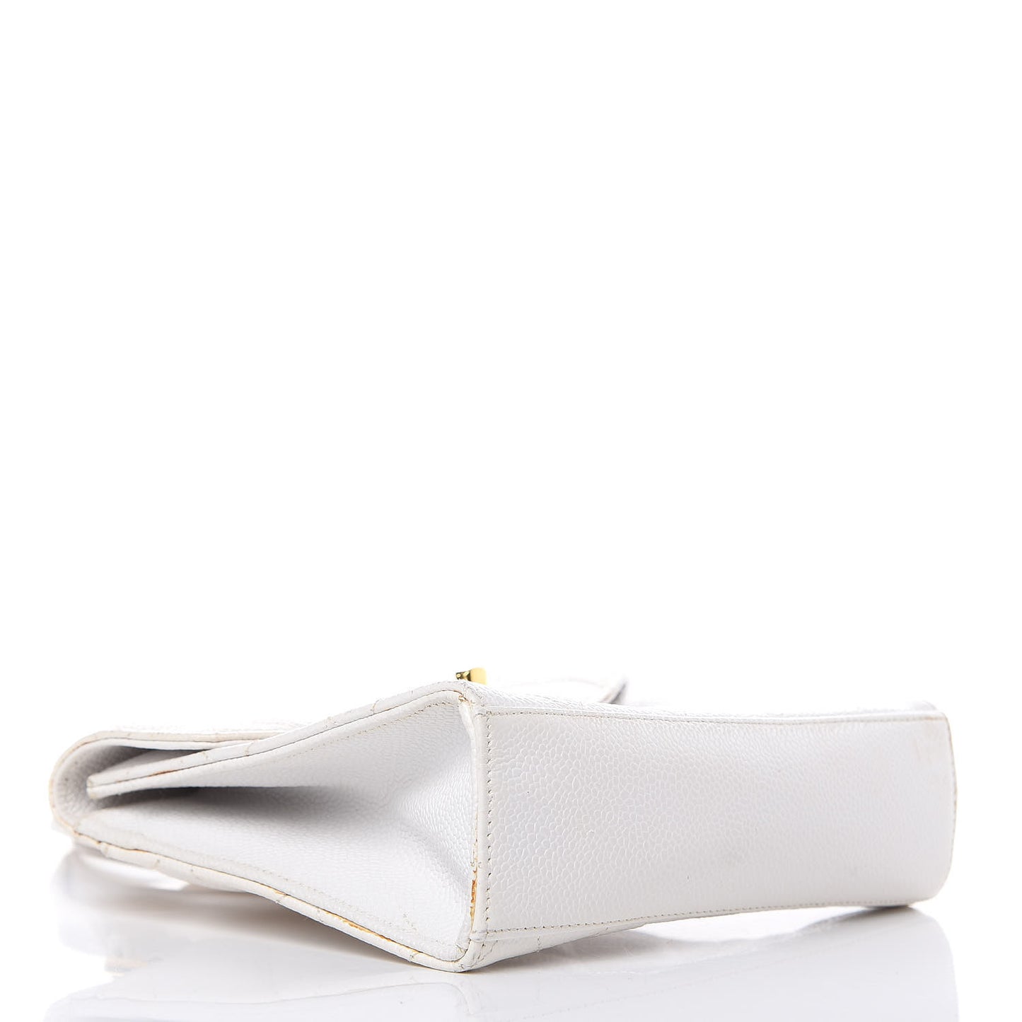Caviar Quilted Single Flap Shoulder Bag White