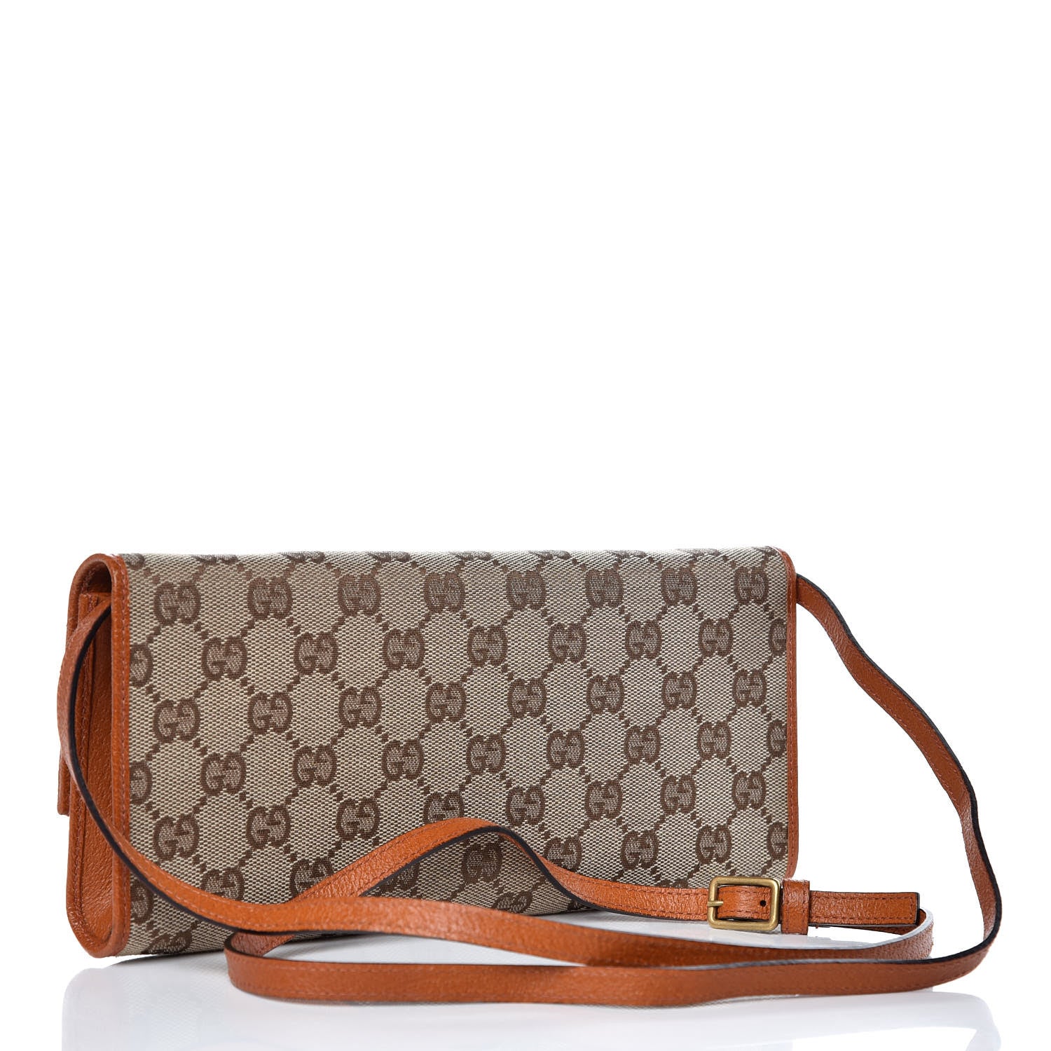 Gucci Monogram Bamboo Bar Clutch Brown 3 of 10