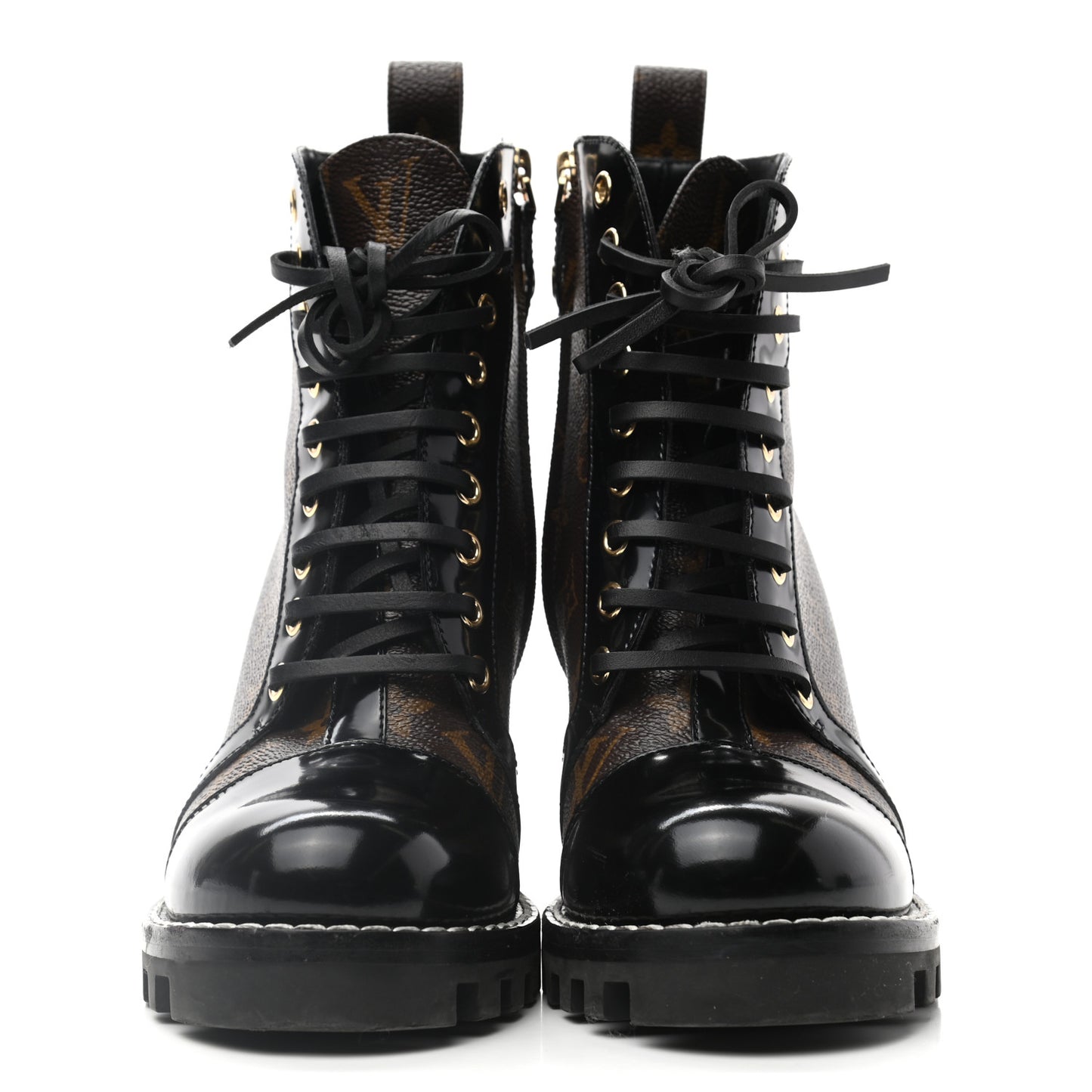 Patent Calfskin Monogram Star Trail Ankle Boots 37.5 Black