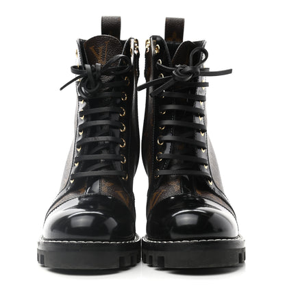 Louis Vuitton Patent Calfskin Monogram Star Trail Ankle Boots 37.5 Black 2 of 12