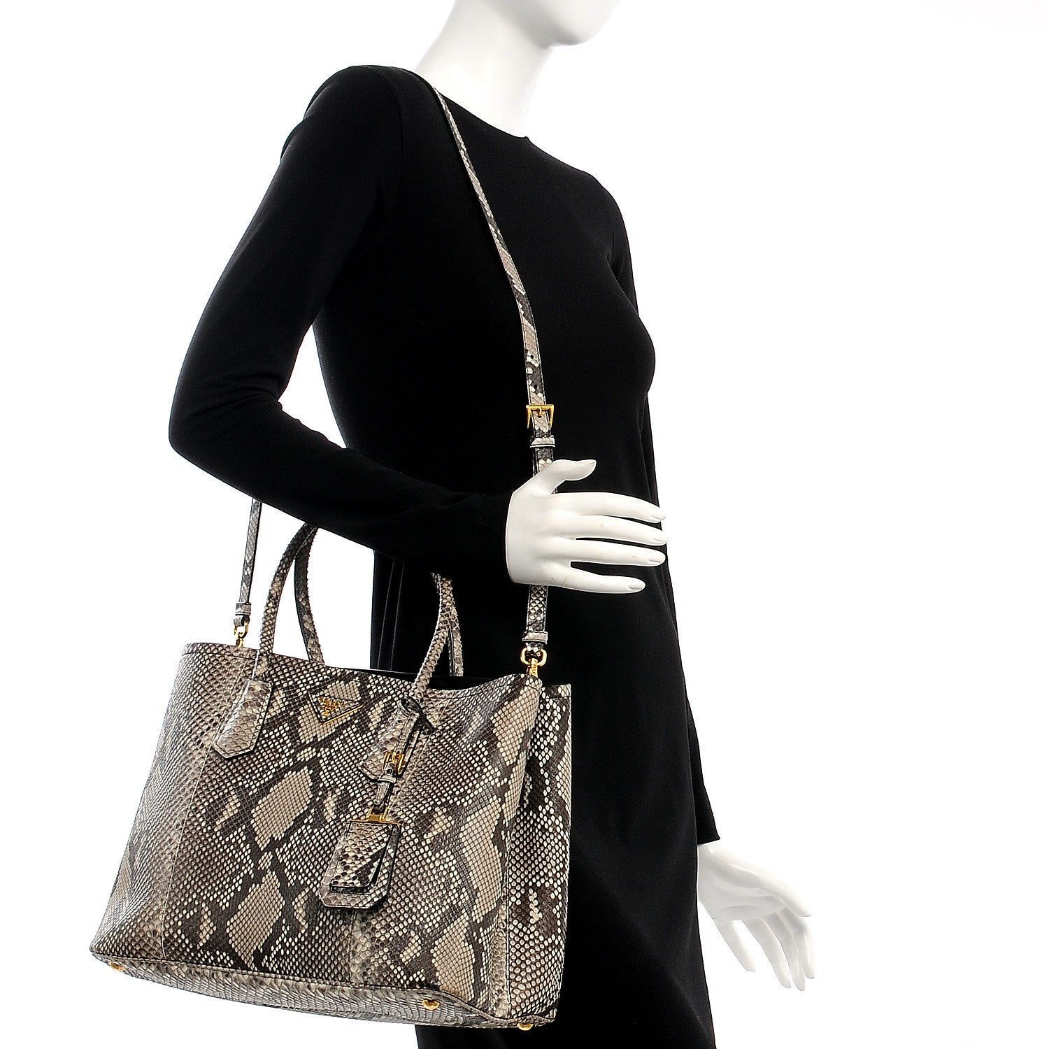 Prada Python Large Double Bag Roccia 207592 – FASHIONPHILE