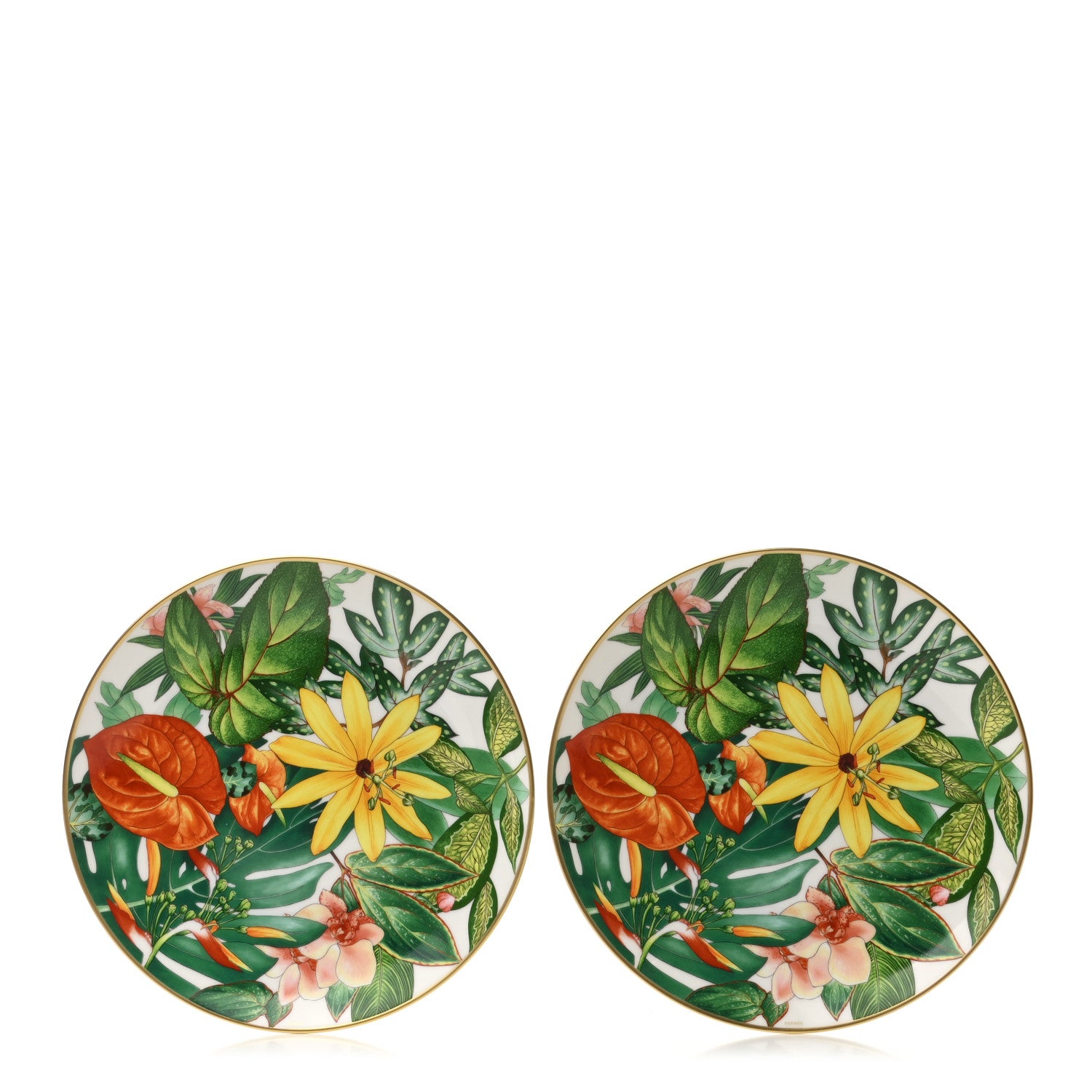 Hermes Porcelain Passifolia Dessert Plate N°2 Set of 2 1 of 6