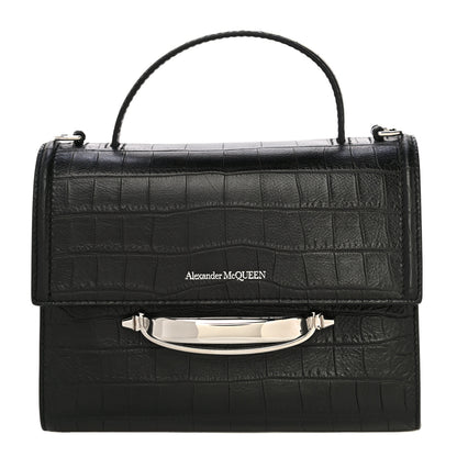 Alexander McQueen Calfskin Crocodile Embossed The Story Bag Black 1 of 8