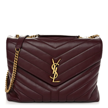 Saint Laurent Calfskin Y Quilted Monogram Medium Loulou Chain Satchel Rouge Legion 1 of 11