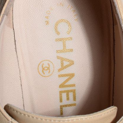 Chanel Lambskin Quilted Lace Up Booties 38.5 Beige Black 8 of 8