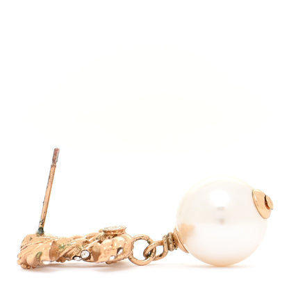 Chanel Crystal Pearl CC Drop Earrings Gold 6 of 9