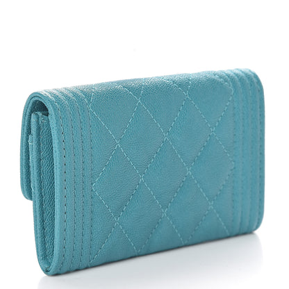 Chanel Caviar Quilted Boy Card Holder Wallet Turquoise 3 of 9