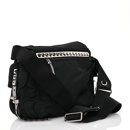 Prada Nylon New Vela Studded Messenger Bag Black 3 of 16