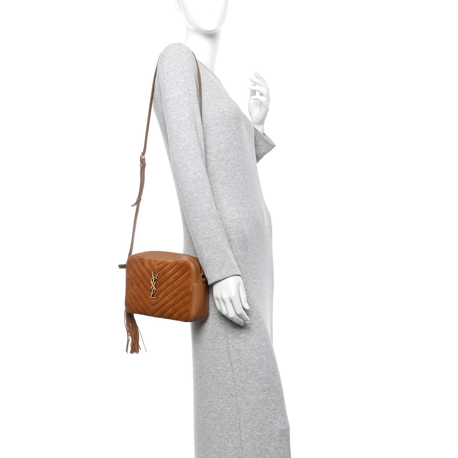 Saint Laurent Suede Matelasse Monogram Lou Camera Bag Cinnamon 2 of 10
